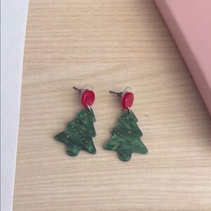 Festive Green Christmas Tree Earrings